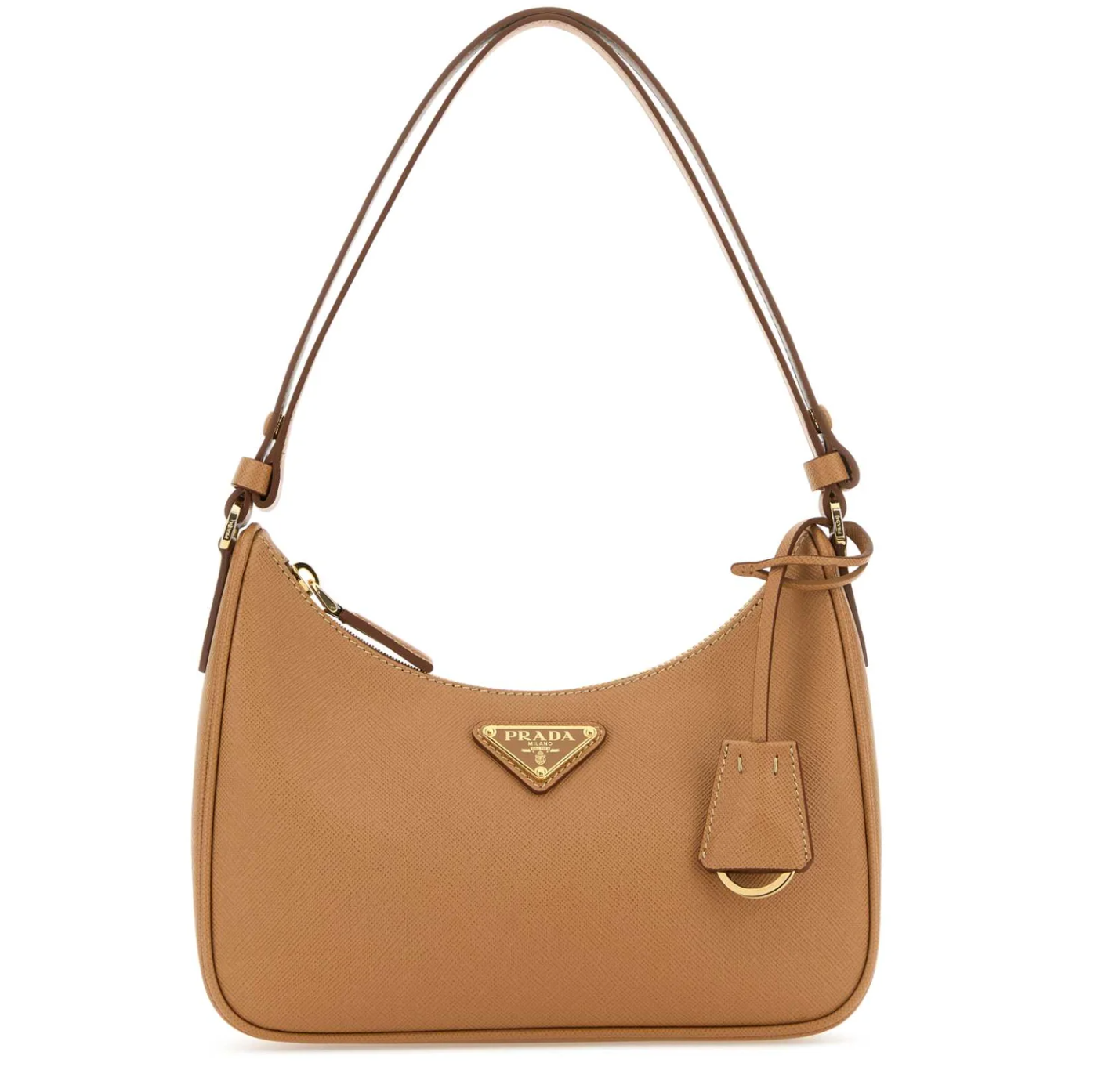 Prada Logo Plaque Zipped Shoulder Bag
