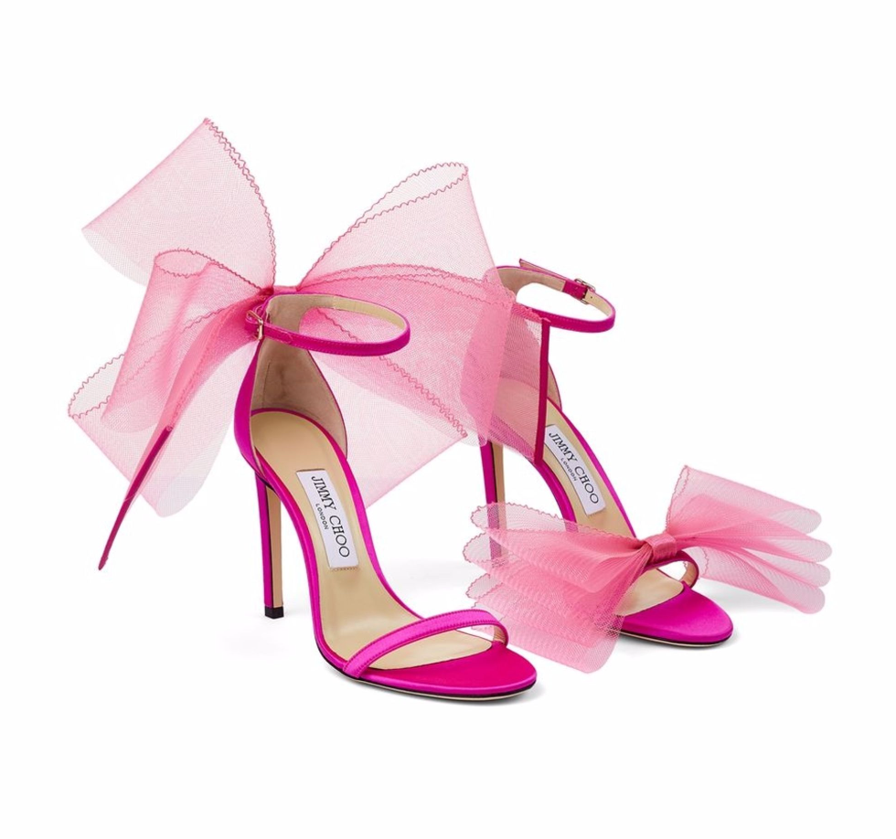 Jimmy Choo Aveline 100 bow-trimmed sandals