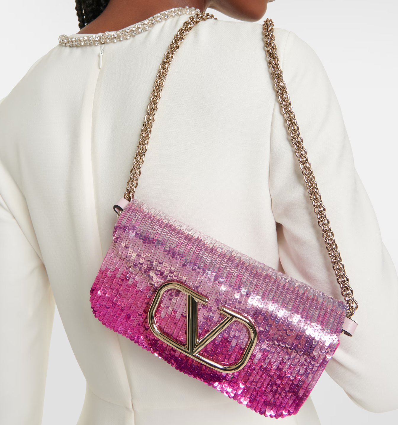 Valentino Garavani Sequined silk-satin shoulder bag