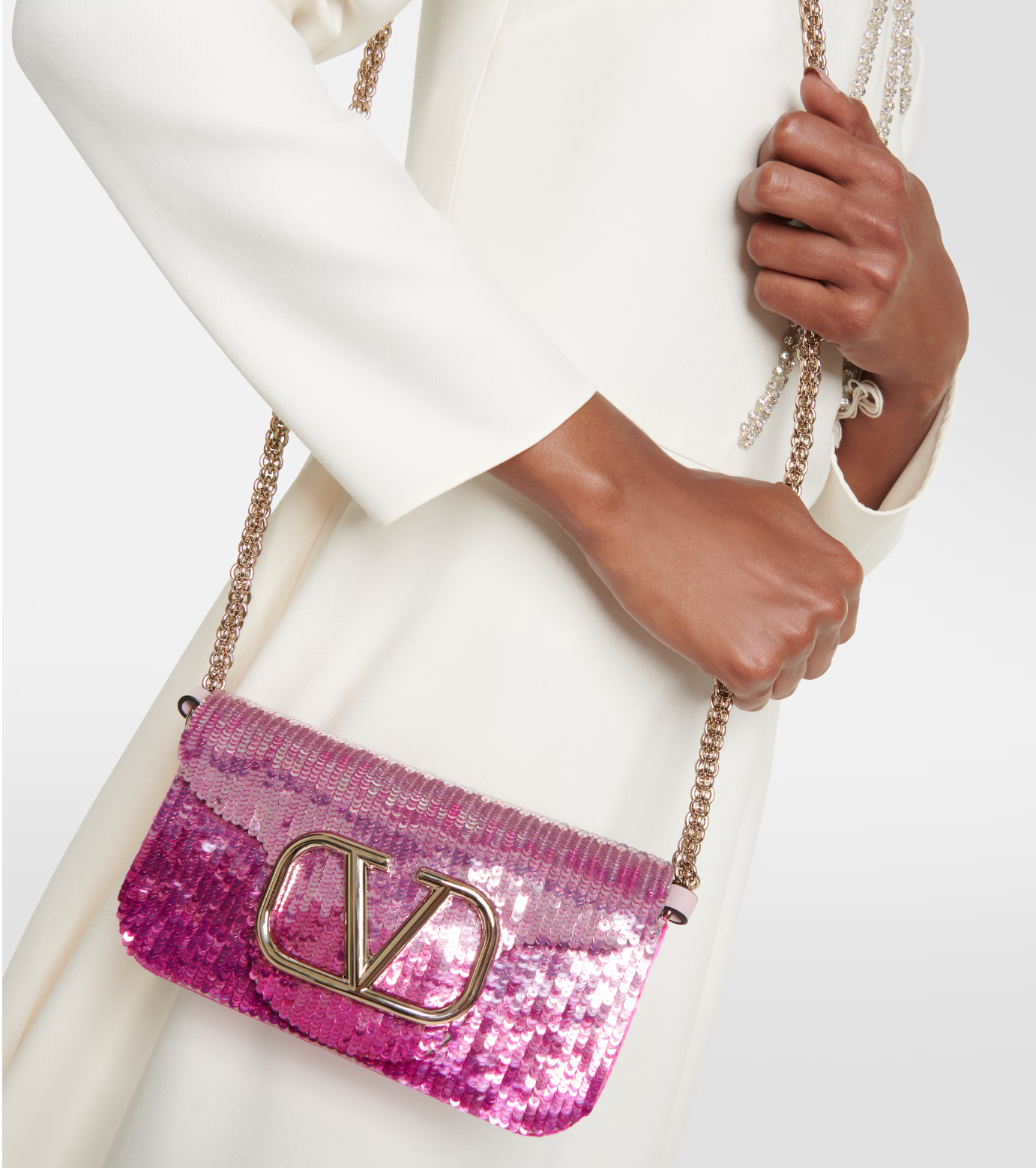 Valentino Garavani Sequined silk-satin shoulder bag