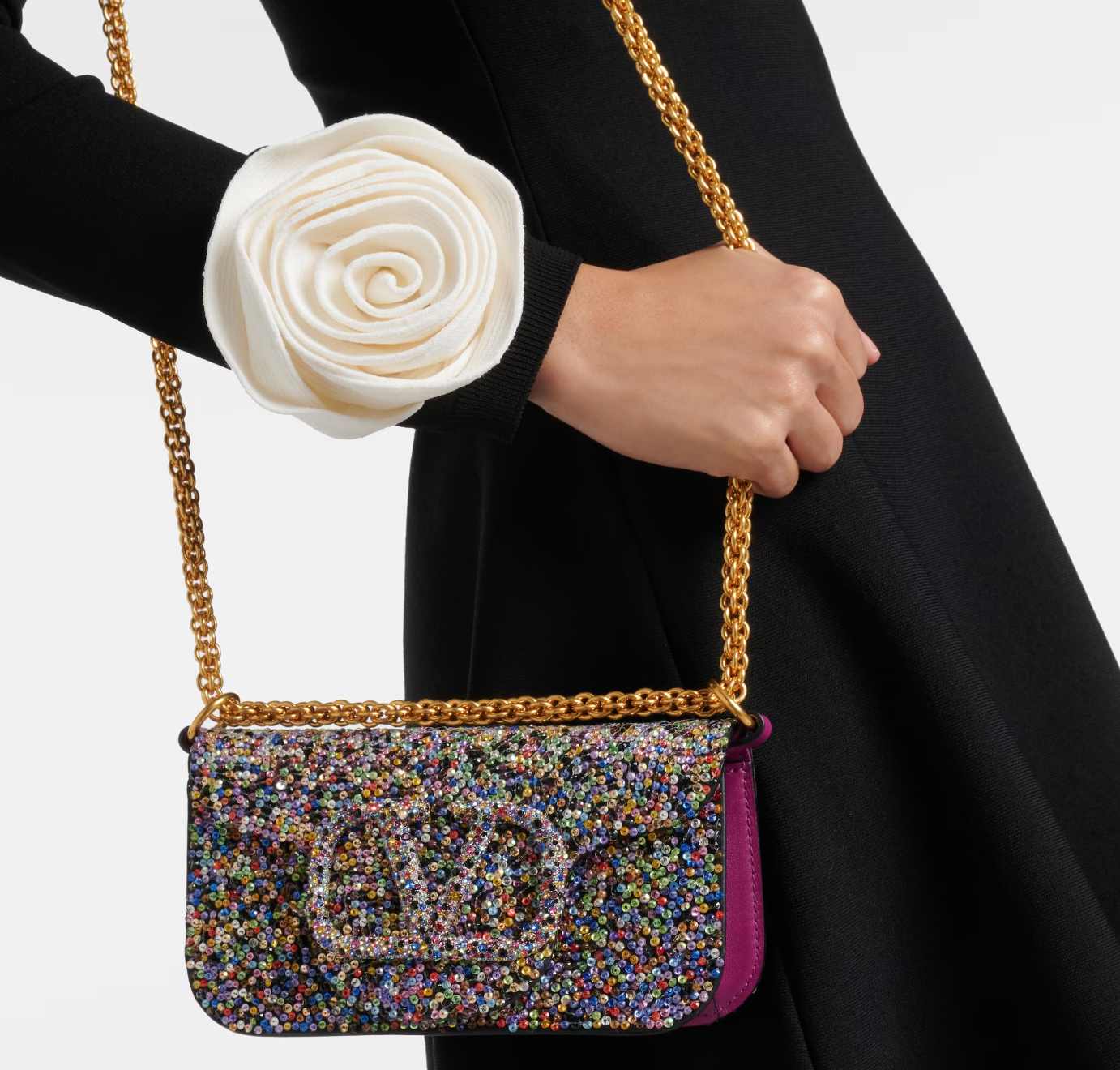 Valentino Garavani Locò Small embellished silk shoulder bag