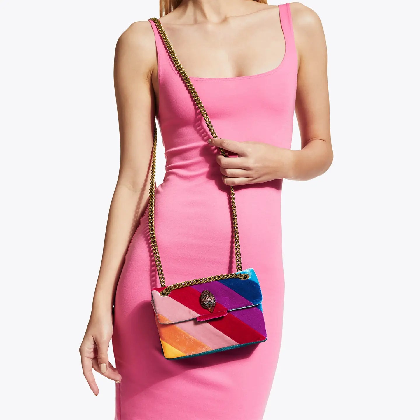 Bolsa Kurt Geiger mini kensington rainbow velvet